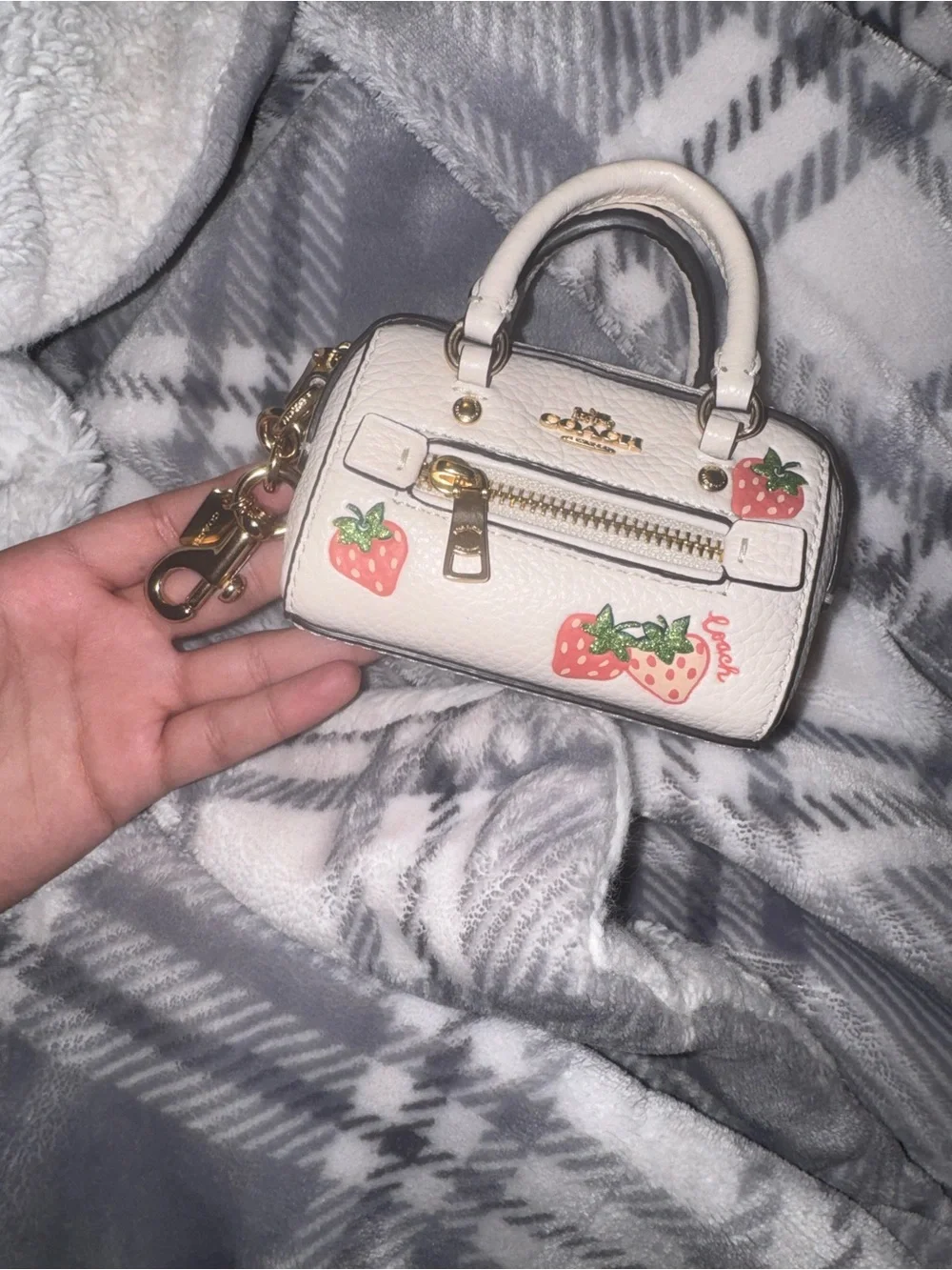 Coach Cream Pebbled Leather Card Case